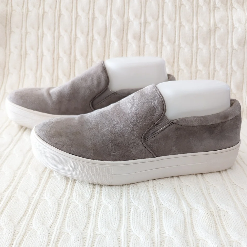 Steve Madden Gills Leather Slip-on Sneakers 9.5 Gray Casual Loafer Style Sneaker
